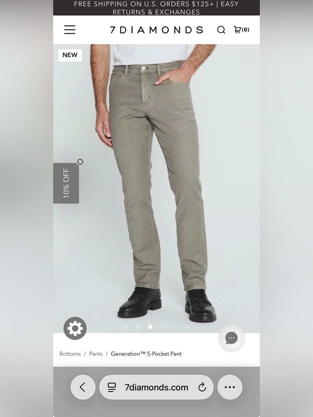 7 diamonds generation 5 pocket river stone tan gray pants mens  34x32